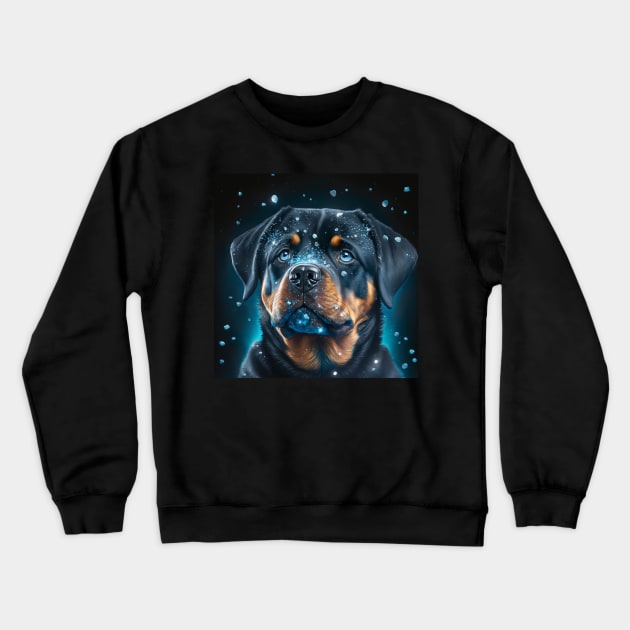 Shimmering Rottweiler Puppy Crewneck Sweatshirt by Enchanted Reverie